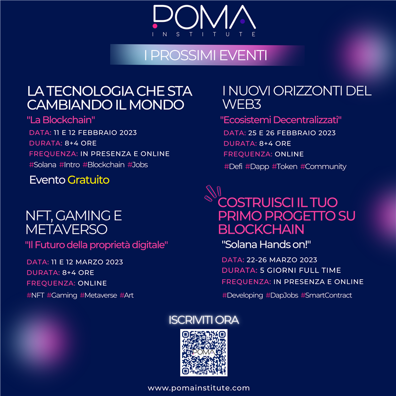 POMA Institute lancia l’evento gratuito dedicato alla Blockchain